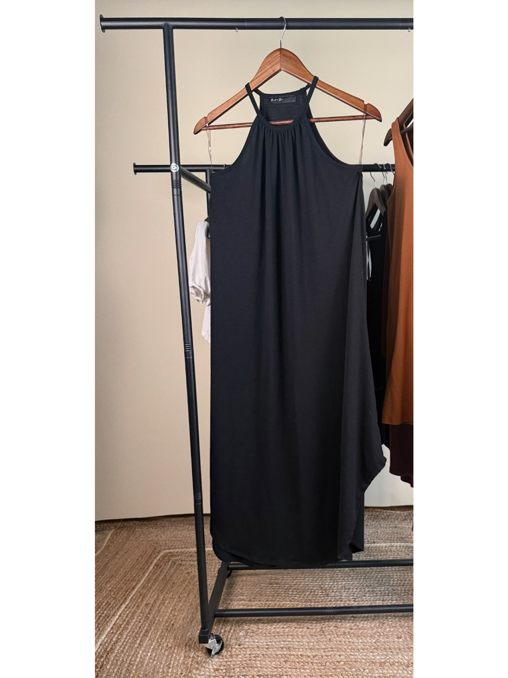 Womens Small Brit & Bri Black Dress Mid-Length